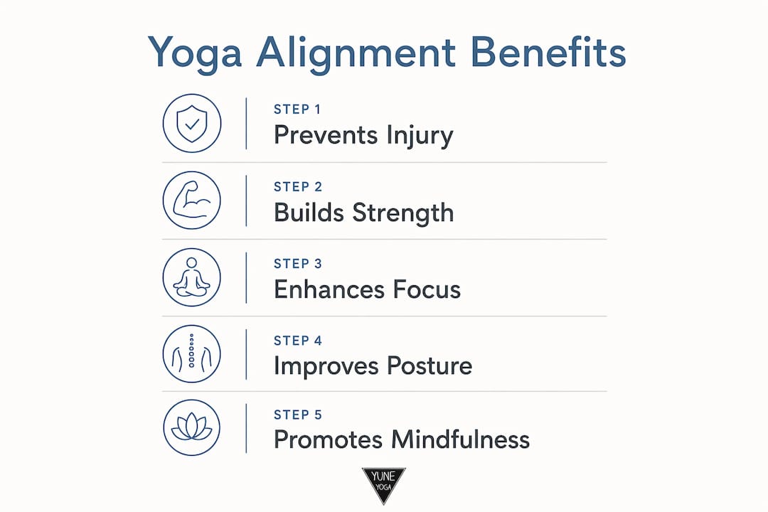 Infographic showing benefits of yoga alignment