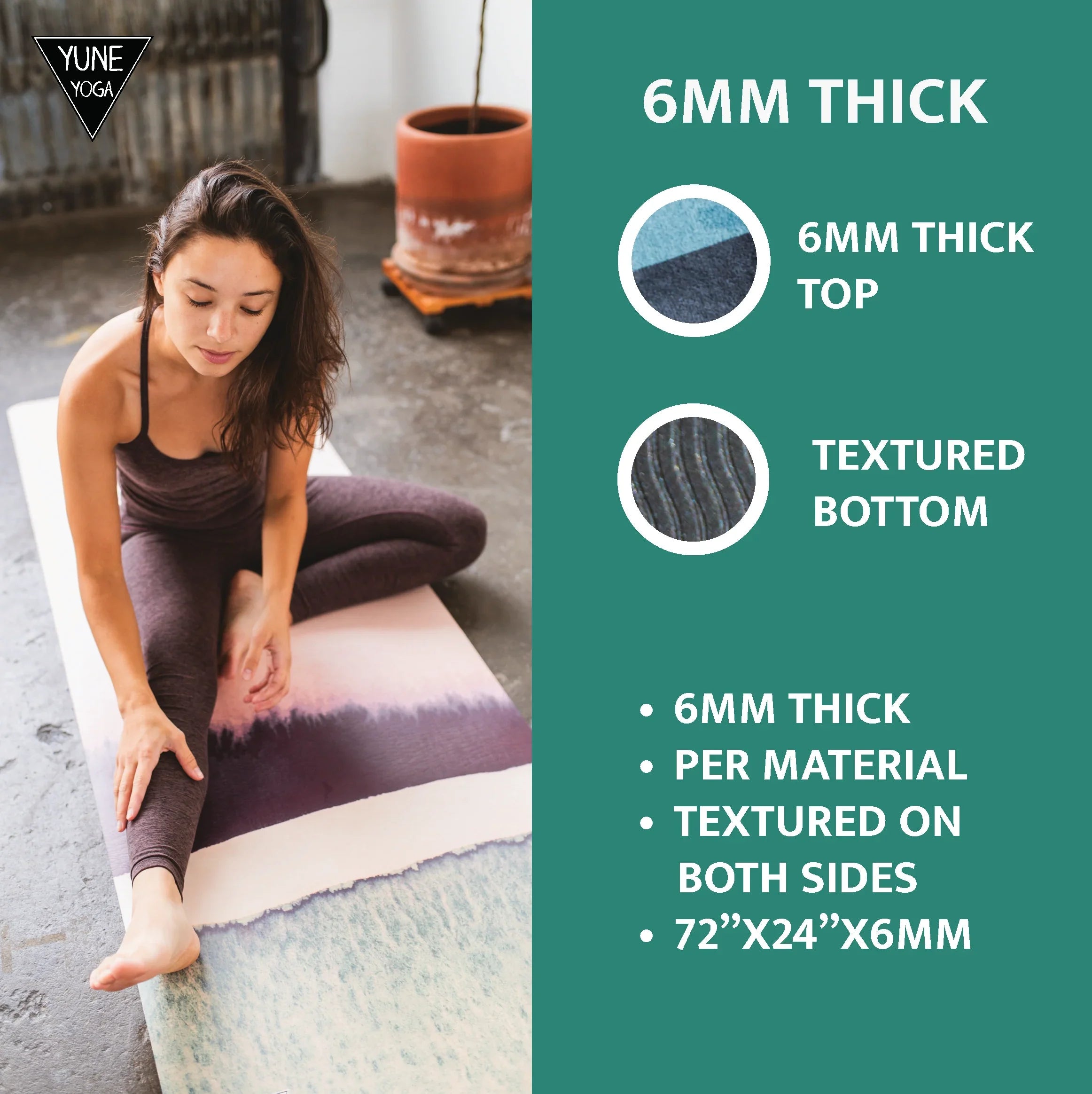 Yoga Mat | 6mm Thick | Tan | Non-Slip | Eco Friendly | Yune Yoga | Red Rocks Sunrise - Yune Yoga